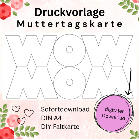Muttertagskarte WOW Mom (Digitaler Download)