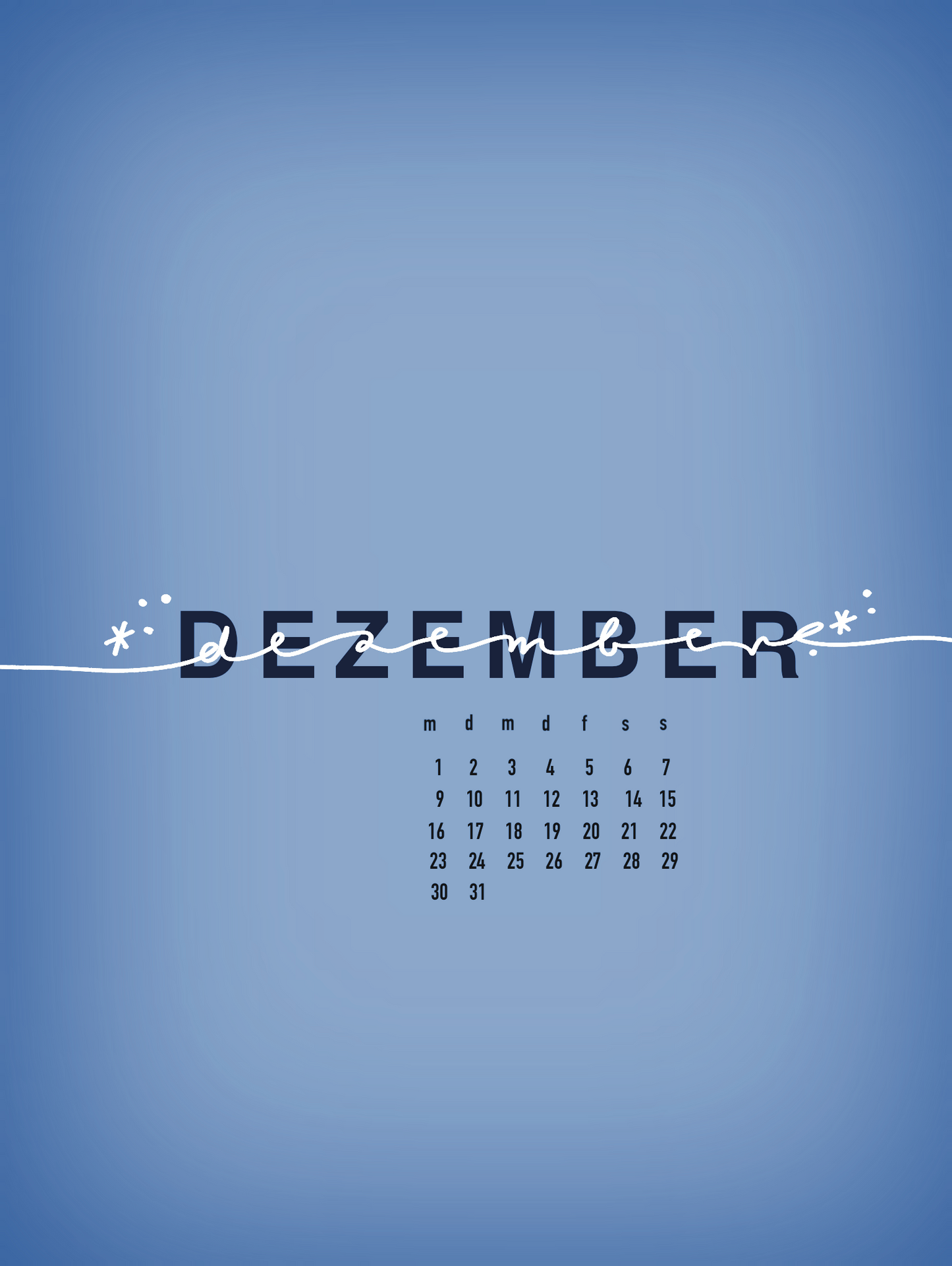 Wallpaper Kalenderblatt Dezember