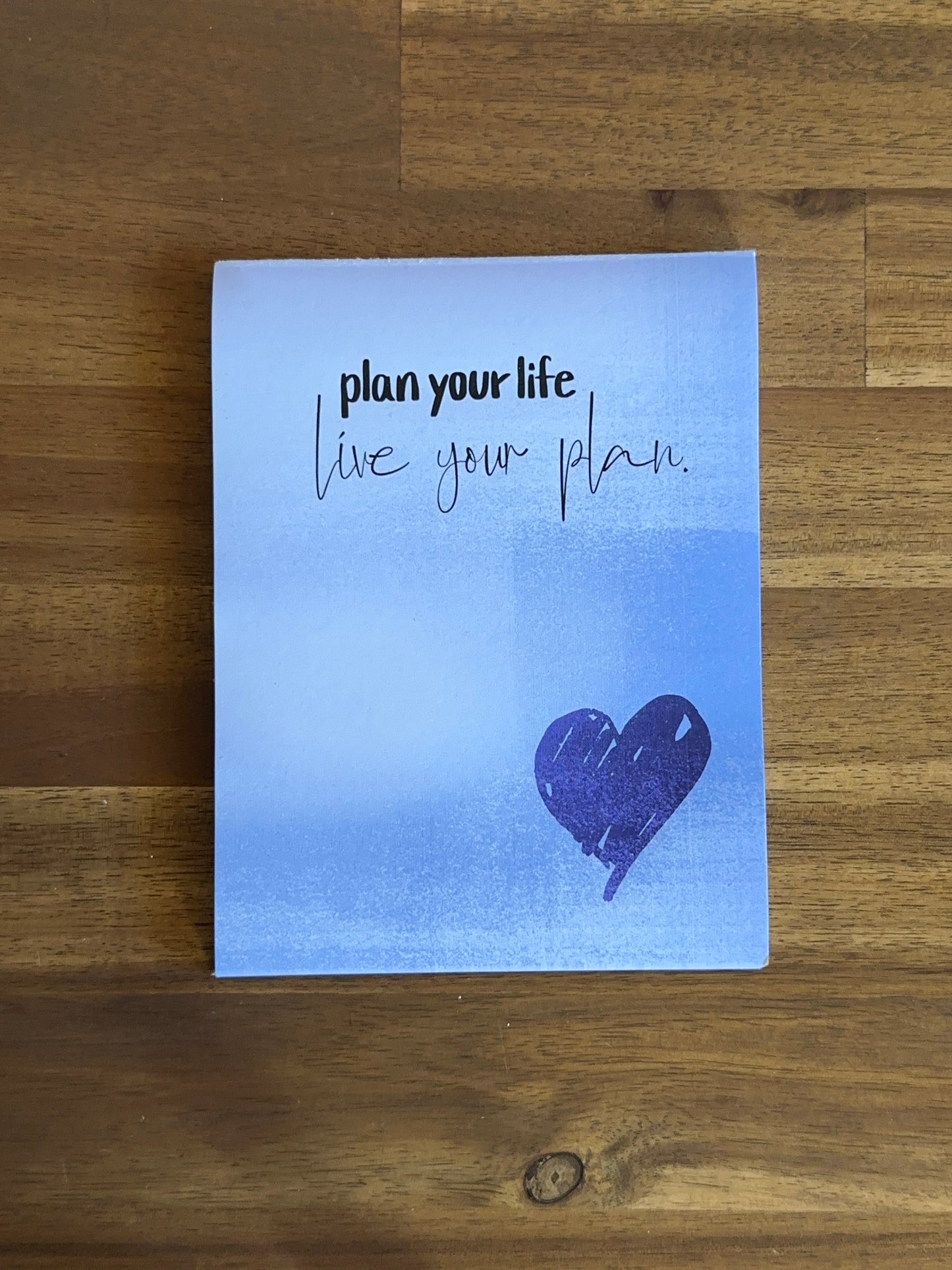 Notizblock "Live your plan"