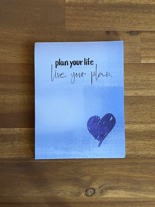 Notizblock "Live your plan"