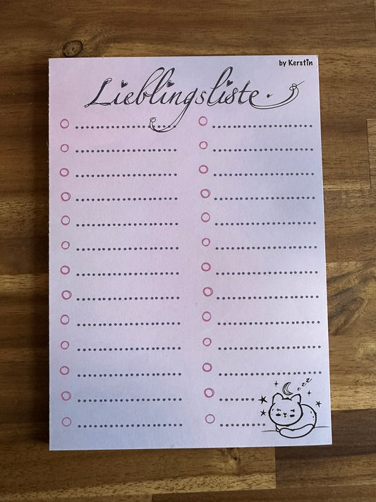 Schreibblock A5 "Lieblingsliste"