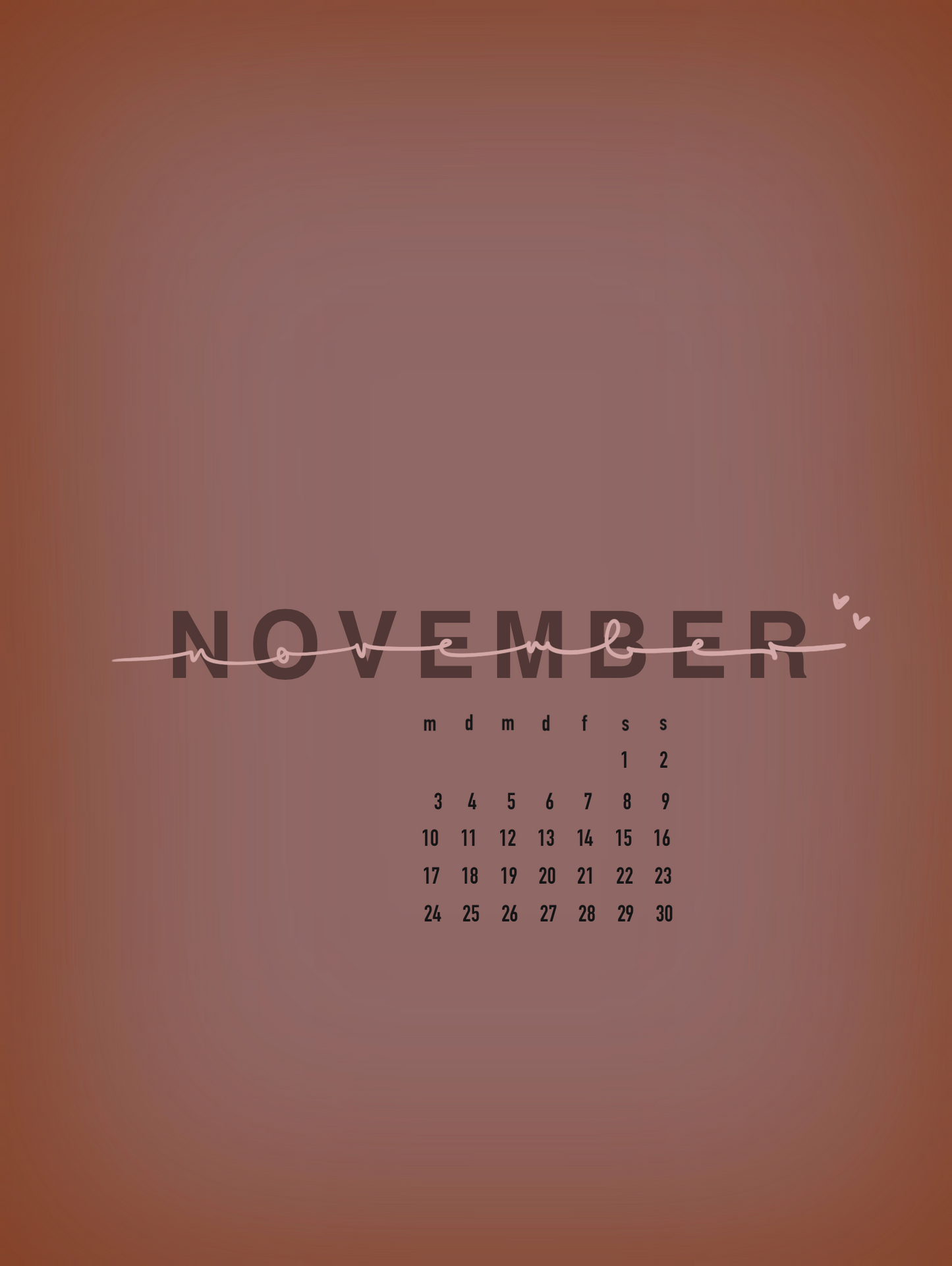 Wallpaper Kalenderblatt November